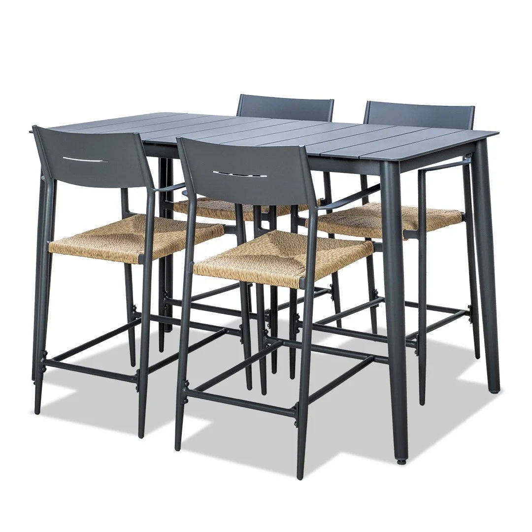 Cairns Bar Set - Gunmetal Cott Wicker Barstools