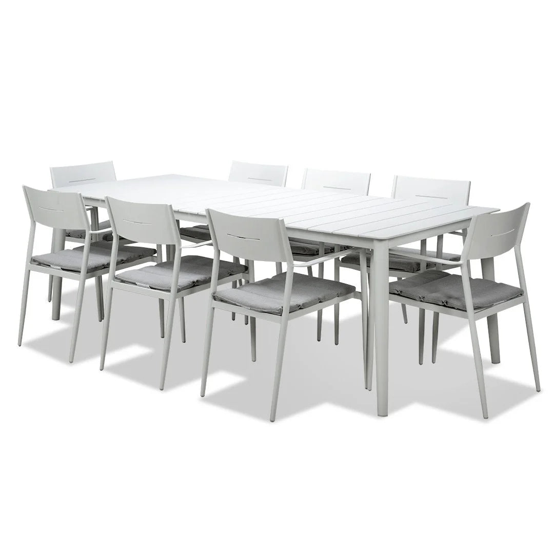 Cairns 9 Piece Outdoor Dining 2345mm - Cottesloe White Chairs