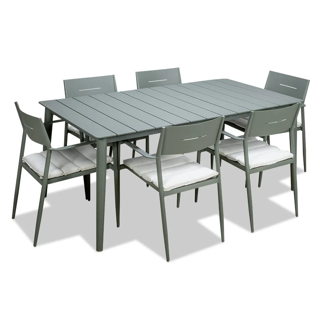 Cairns 7 Piece Outdoor Dining 1800mm - Cottesloe Green Chairs