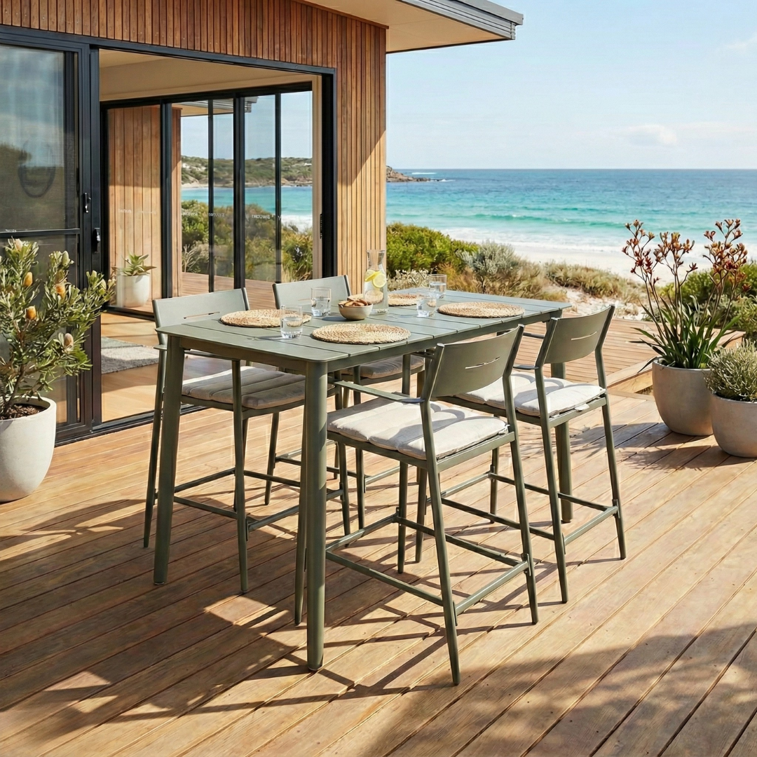 Cairns Bar Set - Green Cottesloe Barstools