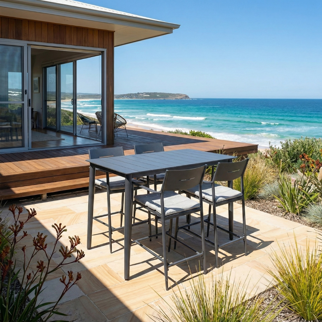 Cairns Bar Set - Gunmetal Cottesloe Barstools