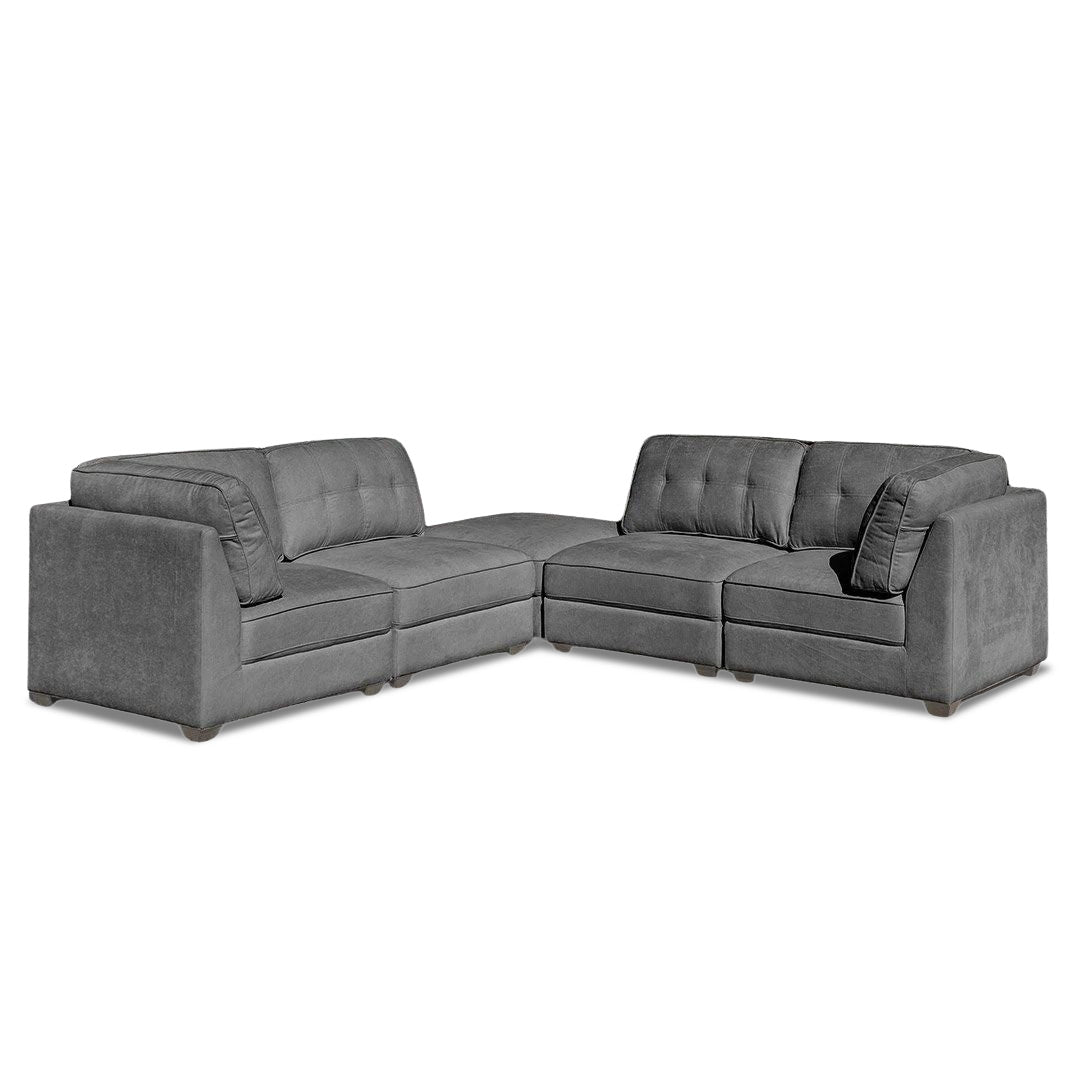 Capri 4 seat Modular + Ottoman - Dark Grey