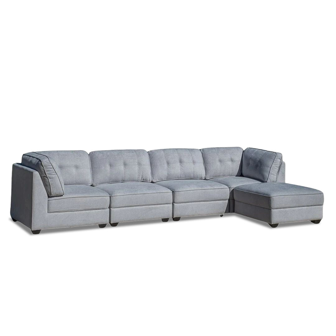 Capri 4 Seat Modular + Ottoman - Light Grey