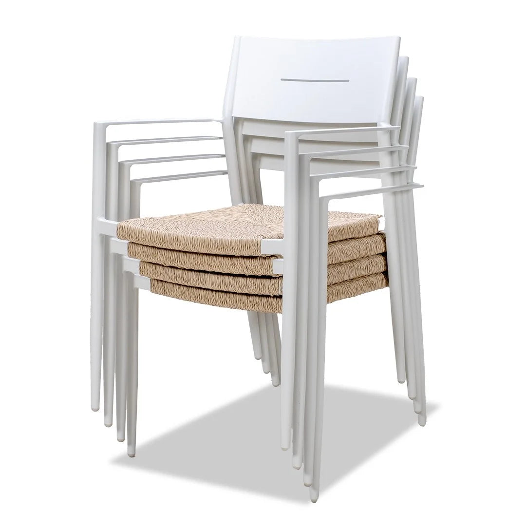 Cairns 9 Piece Outdoor Dining 2345mm - Cott Wicker White Chairs