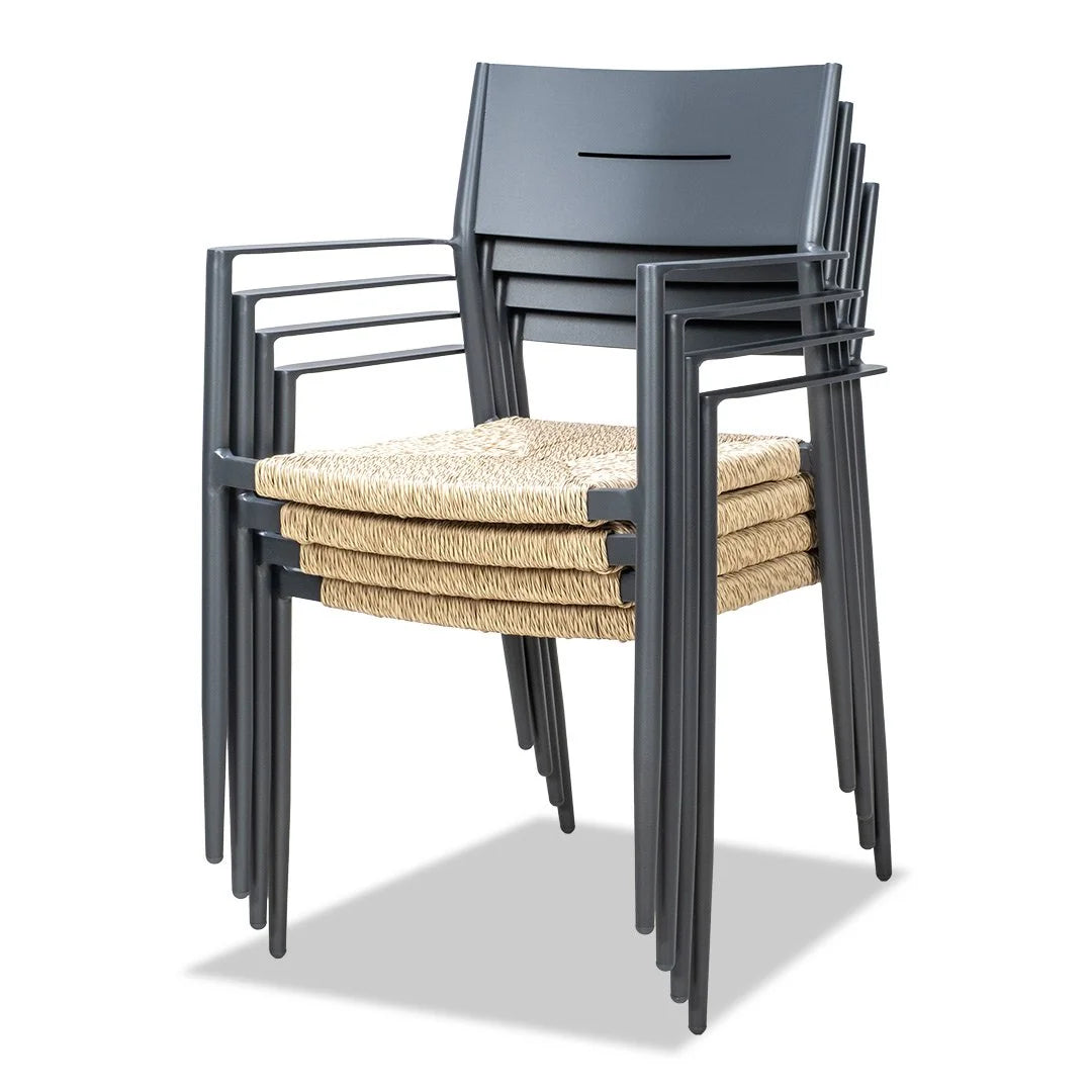Cairns 7 Piece Outdoor Dining 1800mm - Cott Wicker Gunmetal Chairs