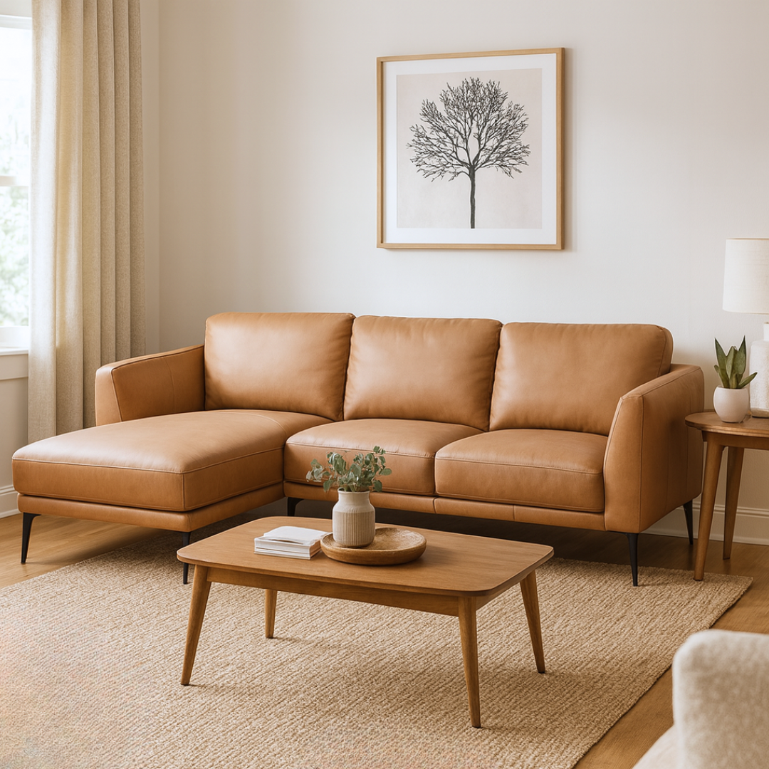 Dalton 3 Seater Chaise - Cognac