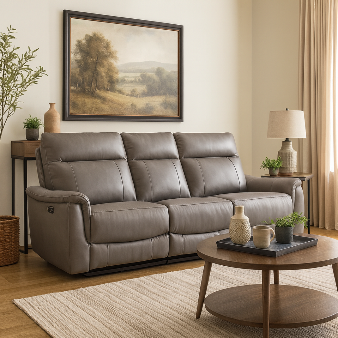 Donavan 3 Seat Triple Electric Recliner - Graphite Leather