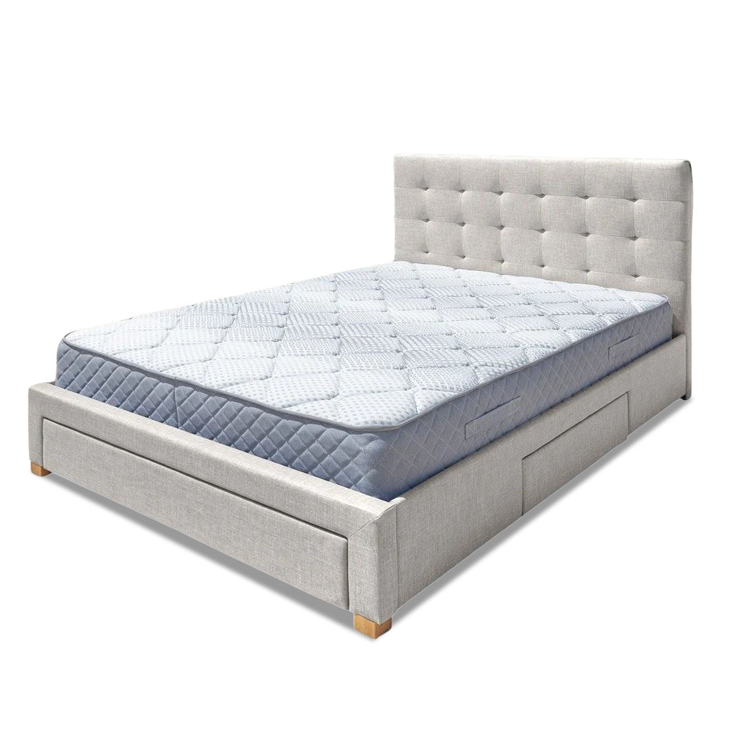 Neo Queen Storage Bed - Oat White