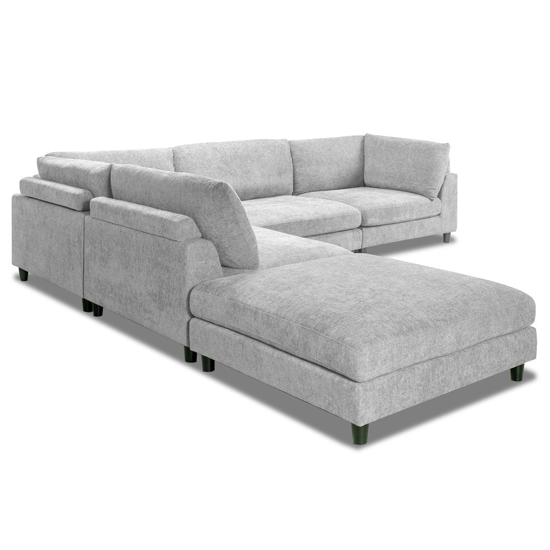Portofino 4 Seat Modular with Ottoman - Grey
