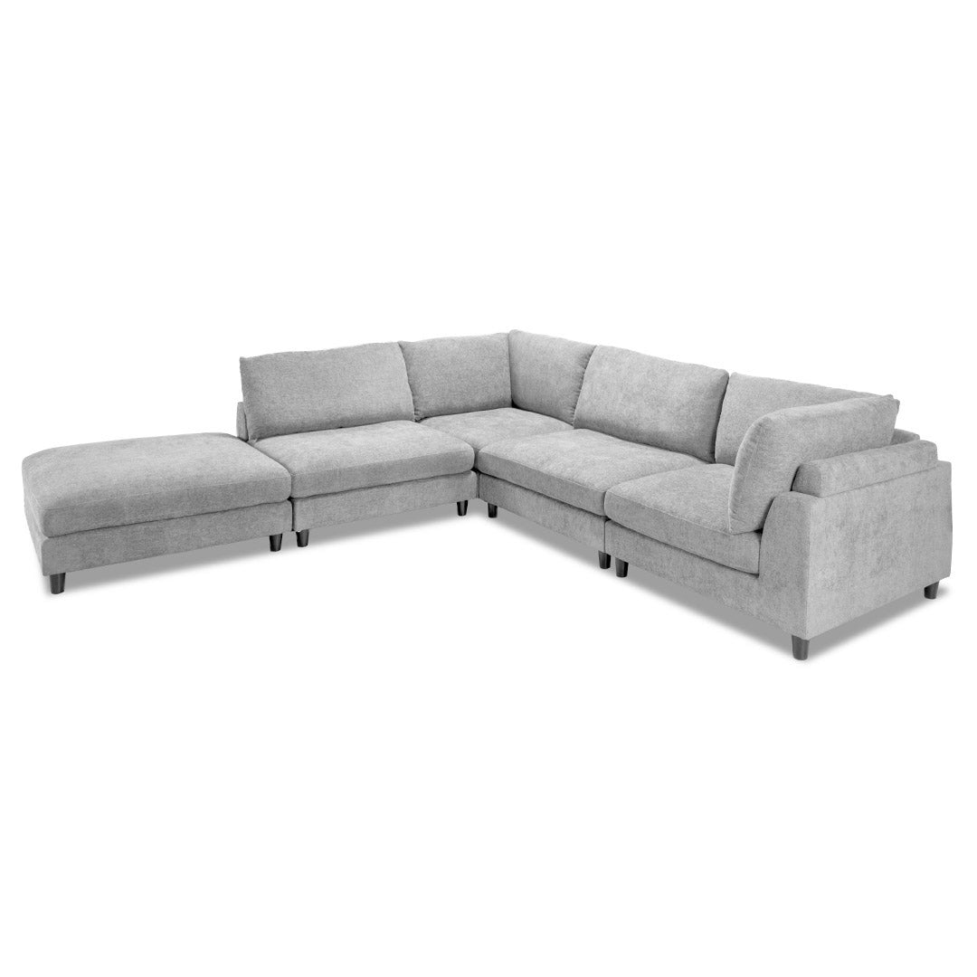 Portofino 4 Seat Modular with Ottoman - Grey