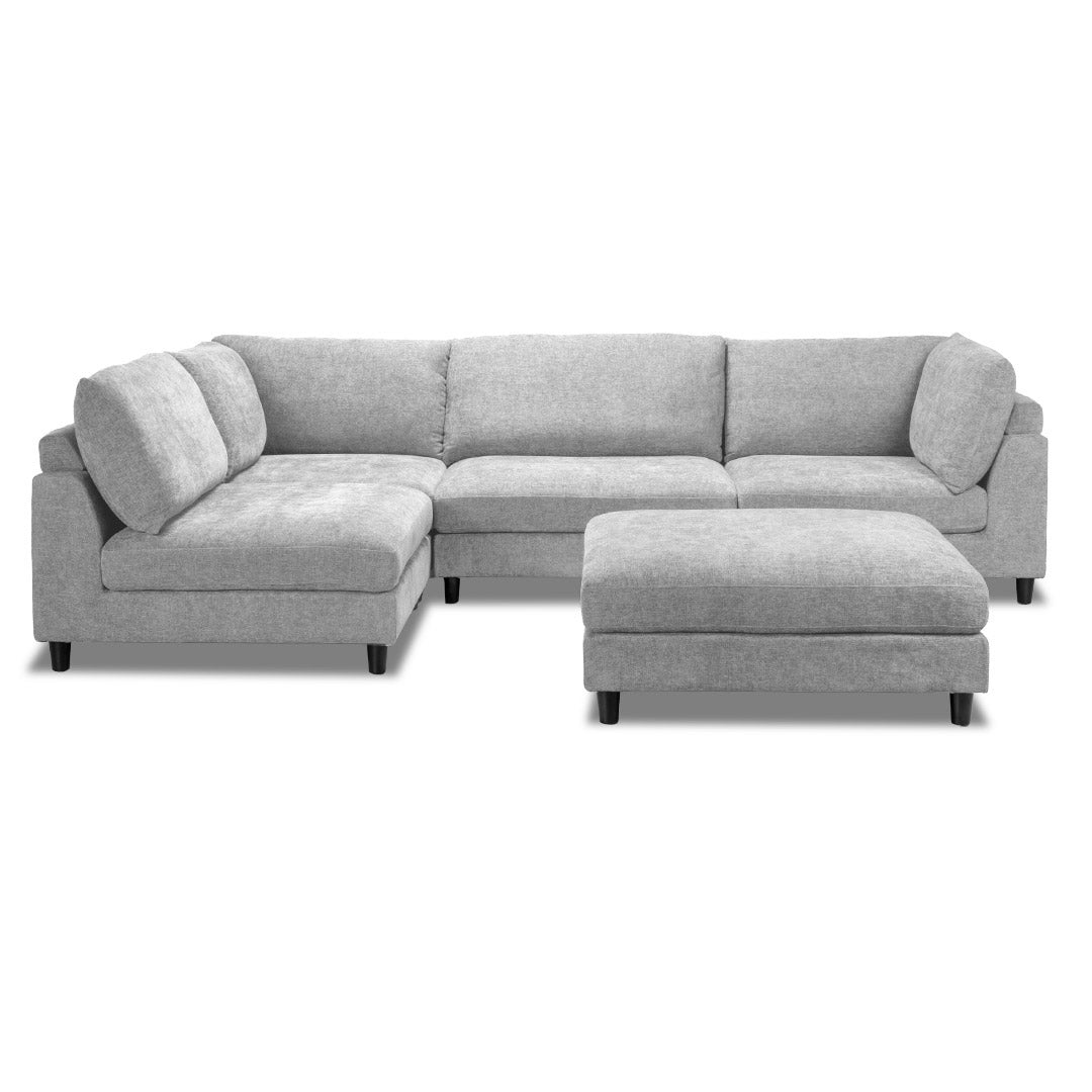 Portofino 4 Seat Modular with Ottoman - Grey
