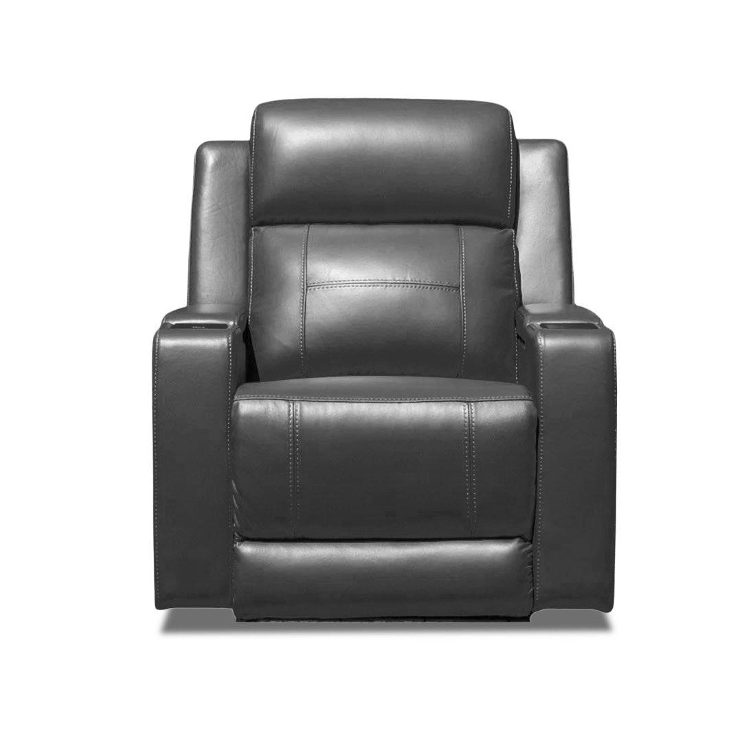 Quinn Leather Dual Electric 1 Seater - Black