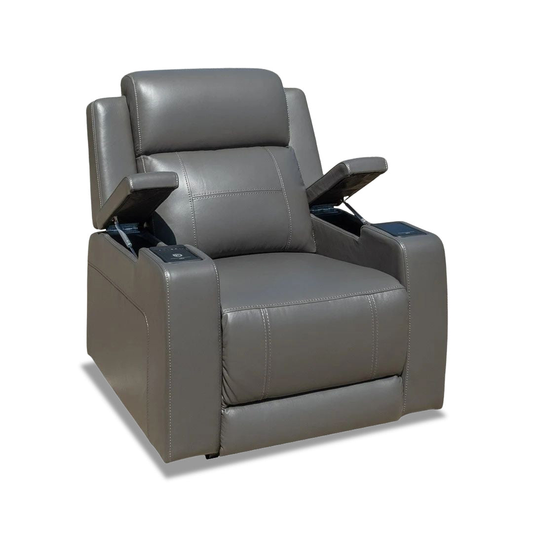 Quinn Leather Dual Electric 1 Seater - Storm