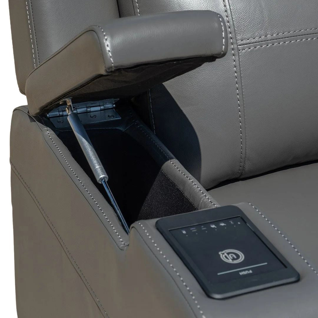 Quinn Leather Dual Electric Recliner - Storm