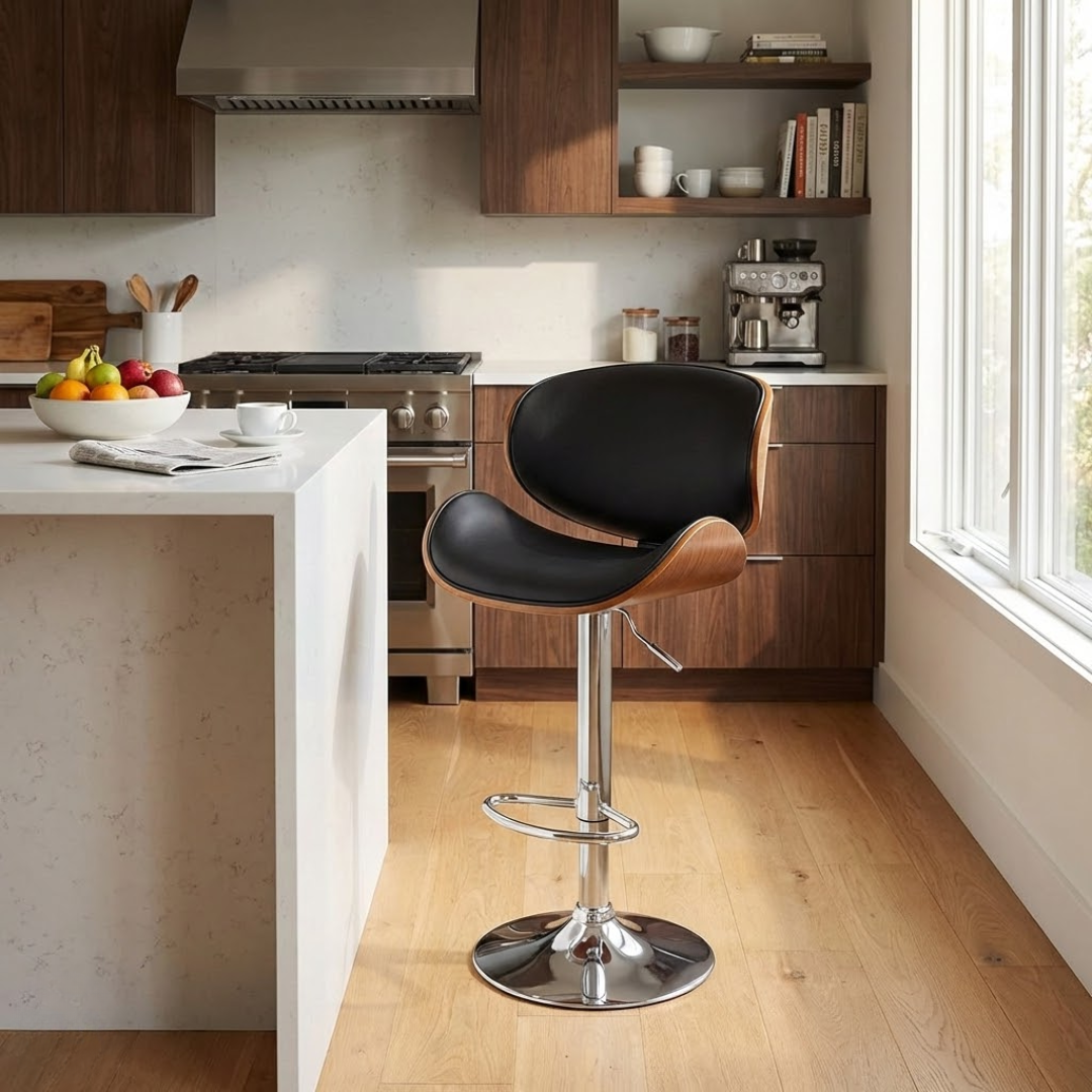Marine Barstool - Black/Walnut