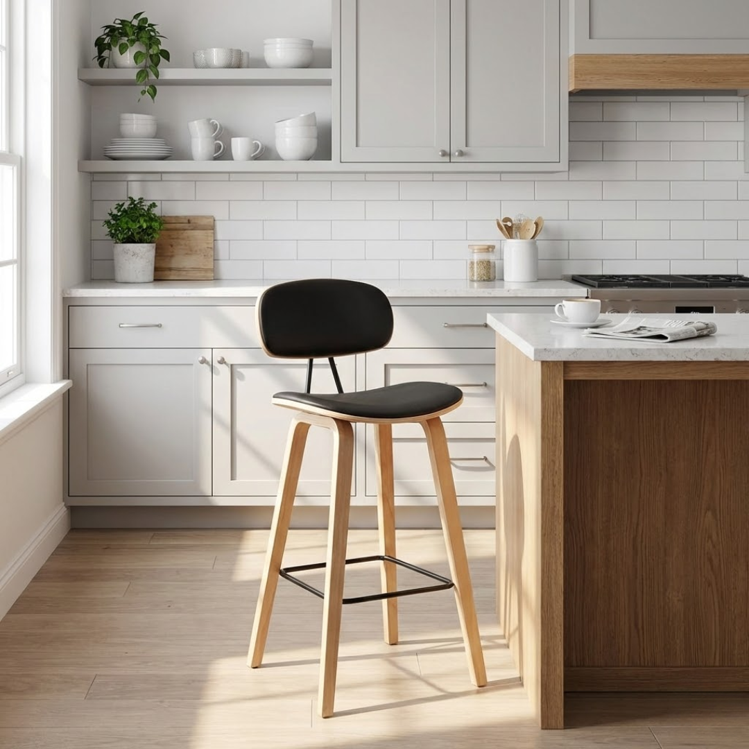 Sleek Barstool (4 leg) Black/Natural