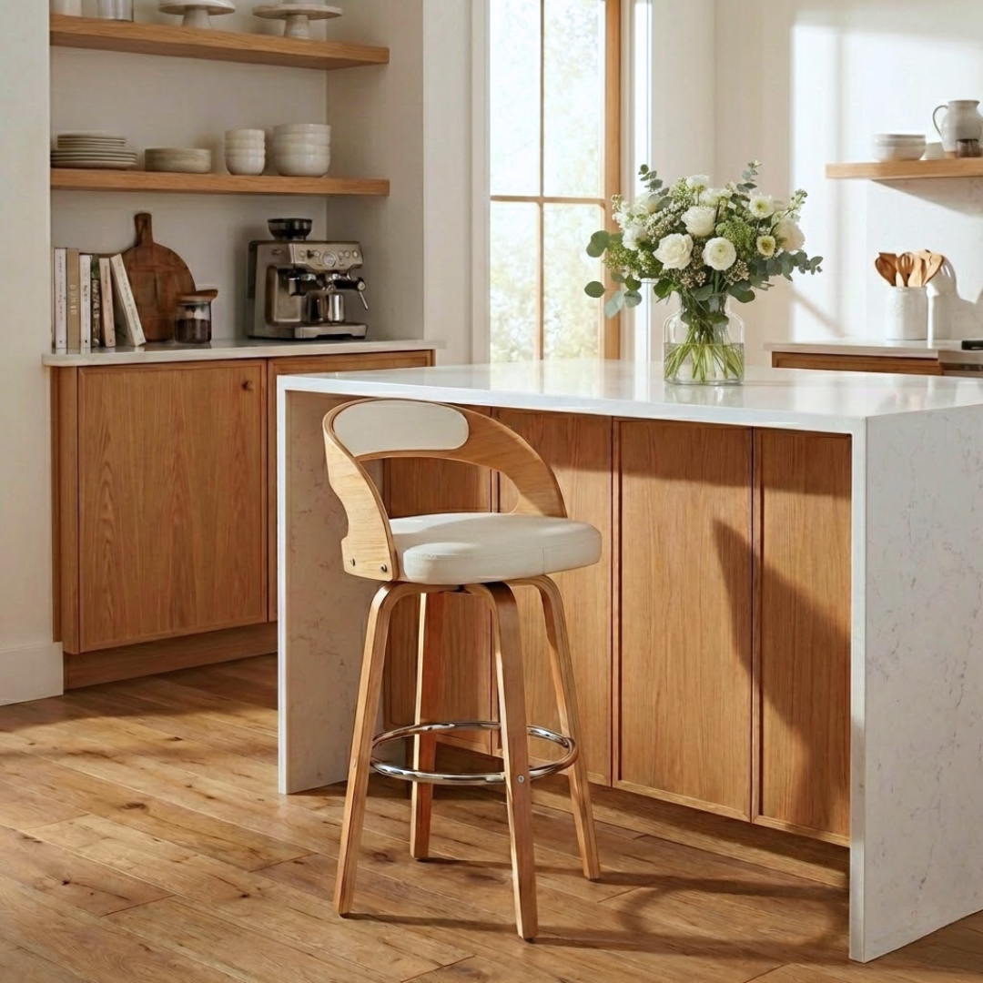 Captain Barstool (4 legs) White/Natural
