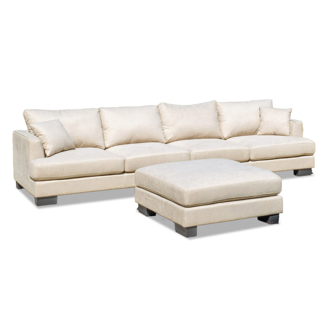 Santos Large 4 Seater + Ottoman - Latte