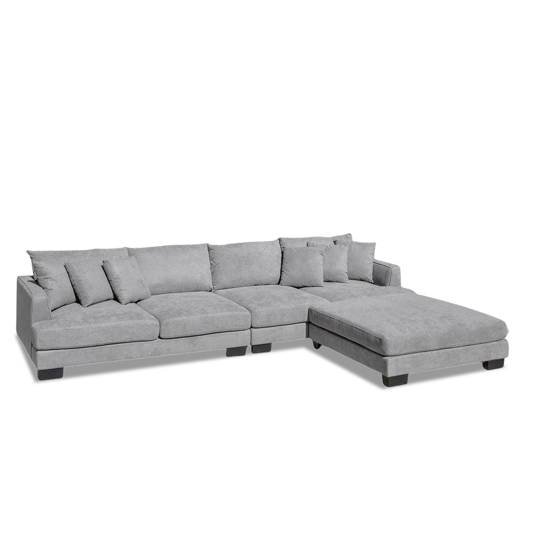 Santos Large 4 Seater + Ottoman - Miss Mist (Light Grey)