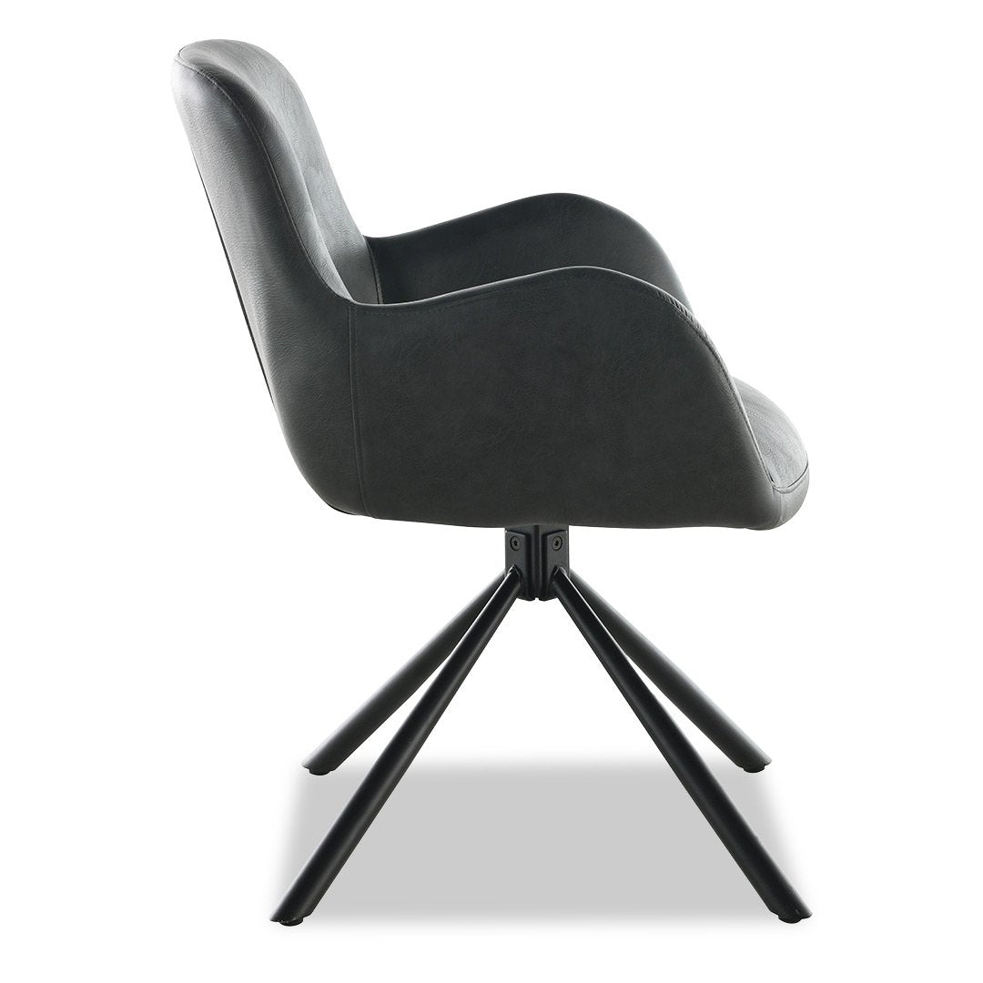 Amber Dining Chair - Dark Grey (Black Leg)
