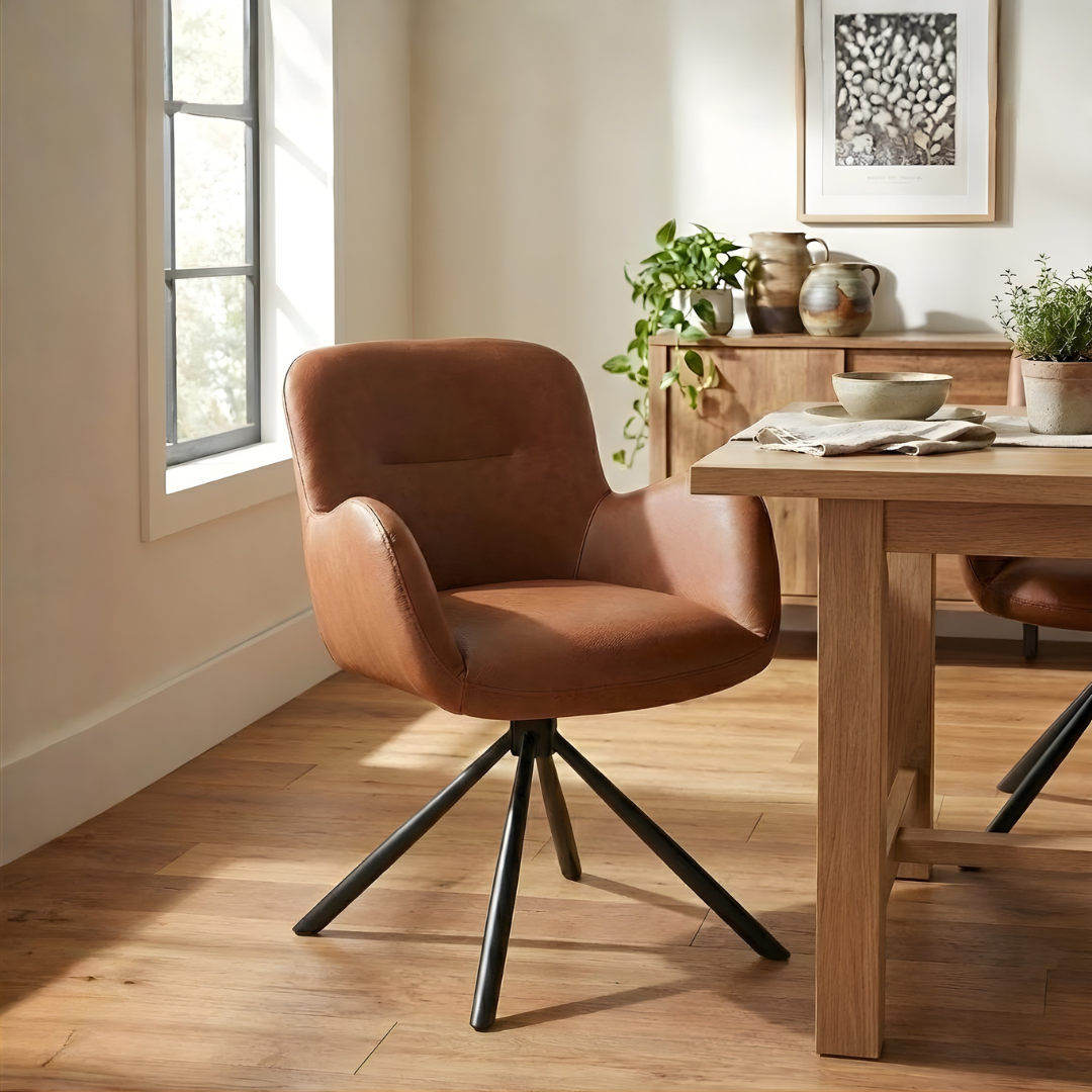 Amber Dining Chair - Brown (Black Leg)