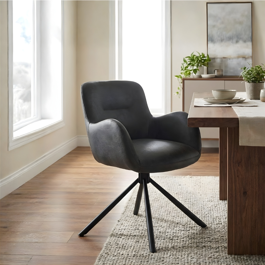Amber Dining Chair - Dark Grey (Black Leg)