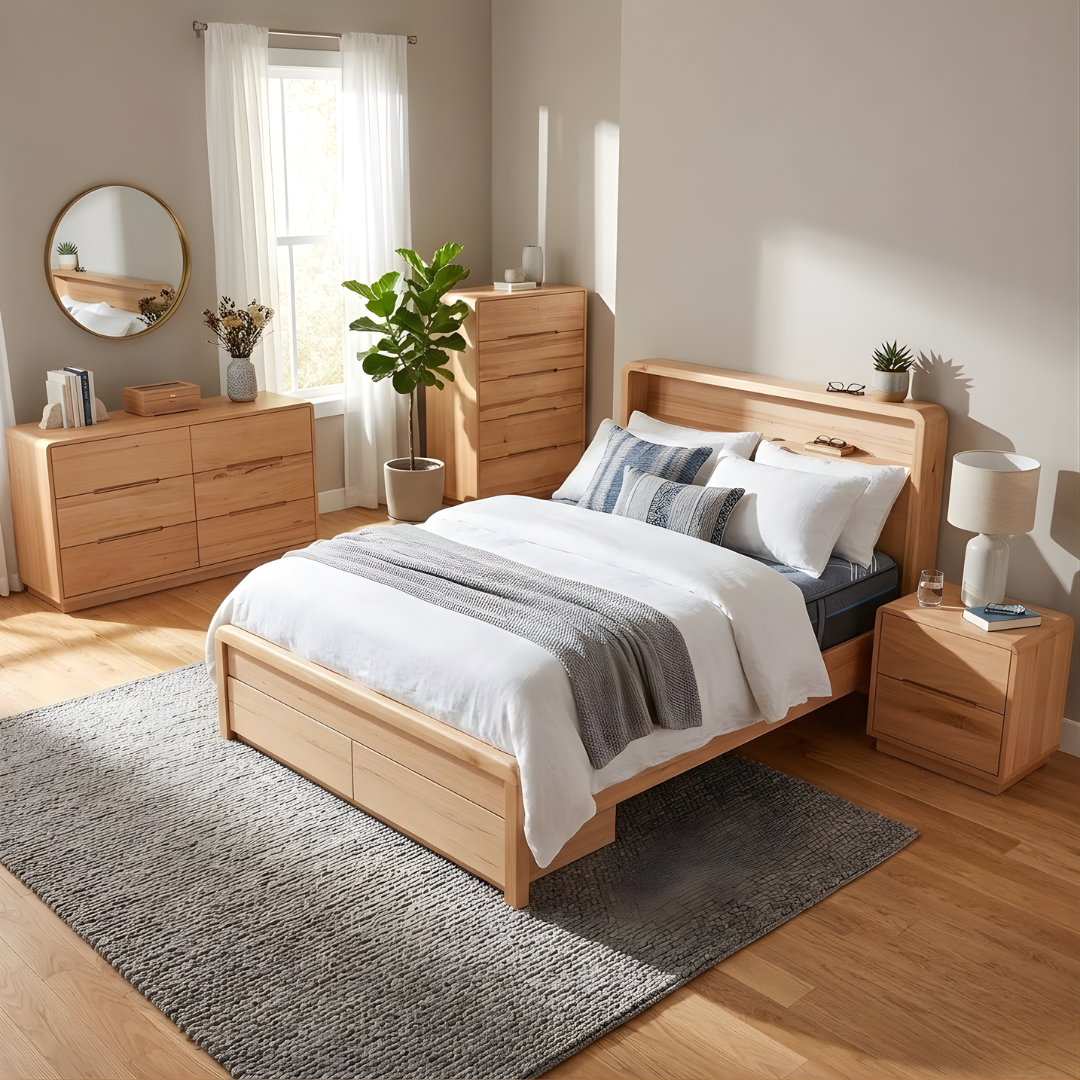 Bayside Queen Gaslift Bed - Messmate