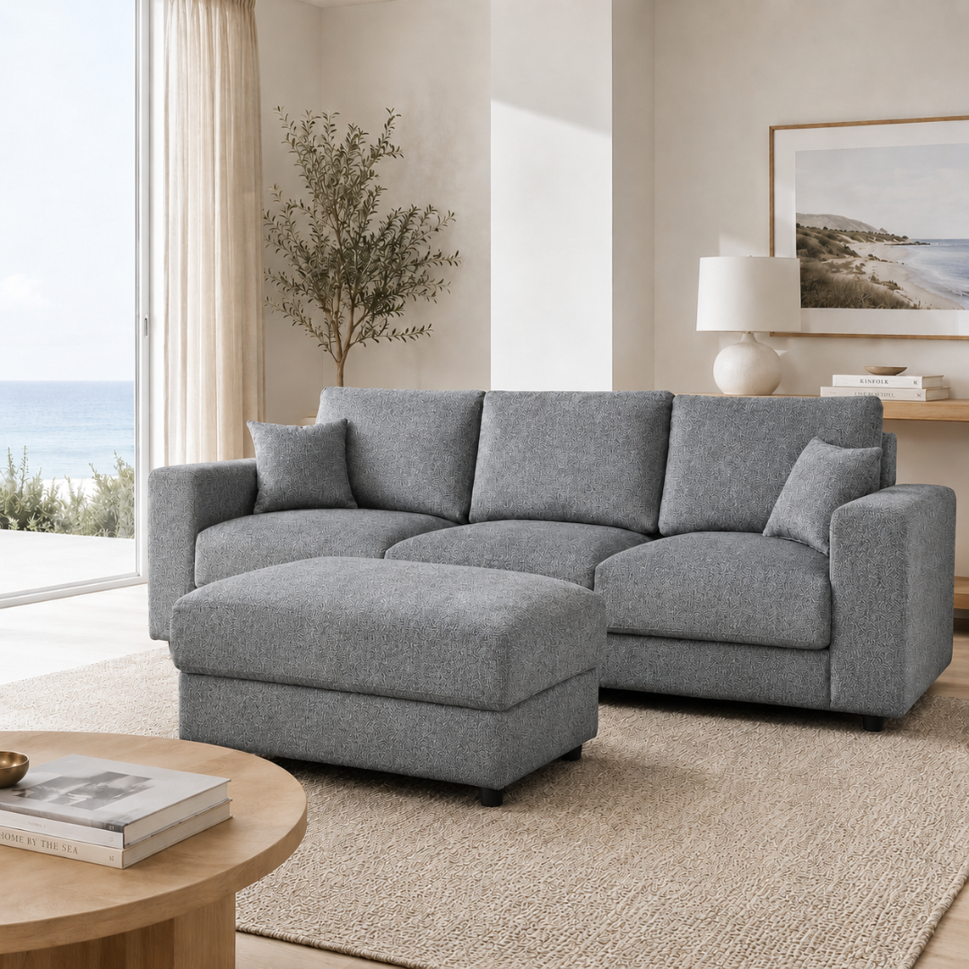 Bondi 3 Seater + Ottoman -  Dark Grey